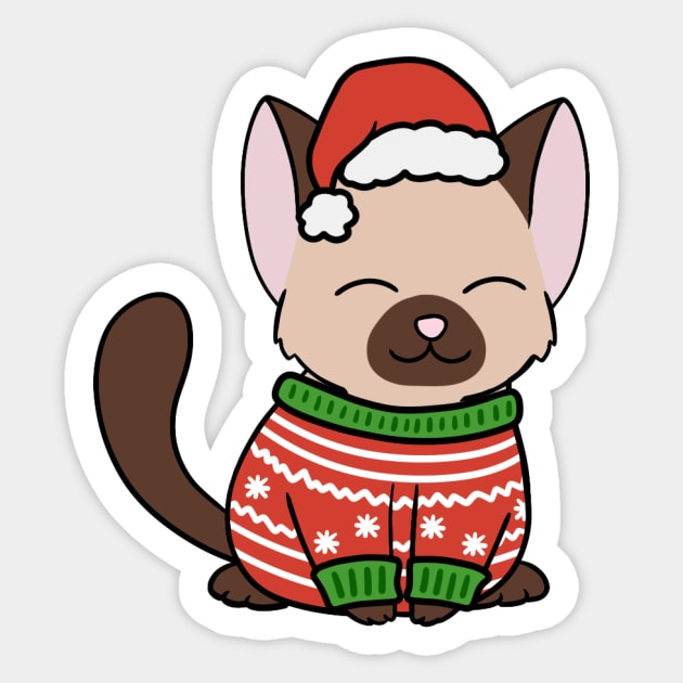 Christmas Sweater Siamese Cat Christmas Sticker TeePublic